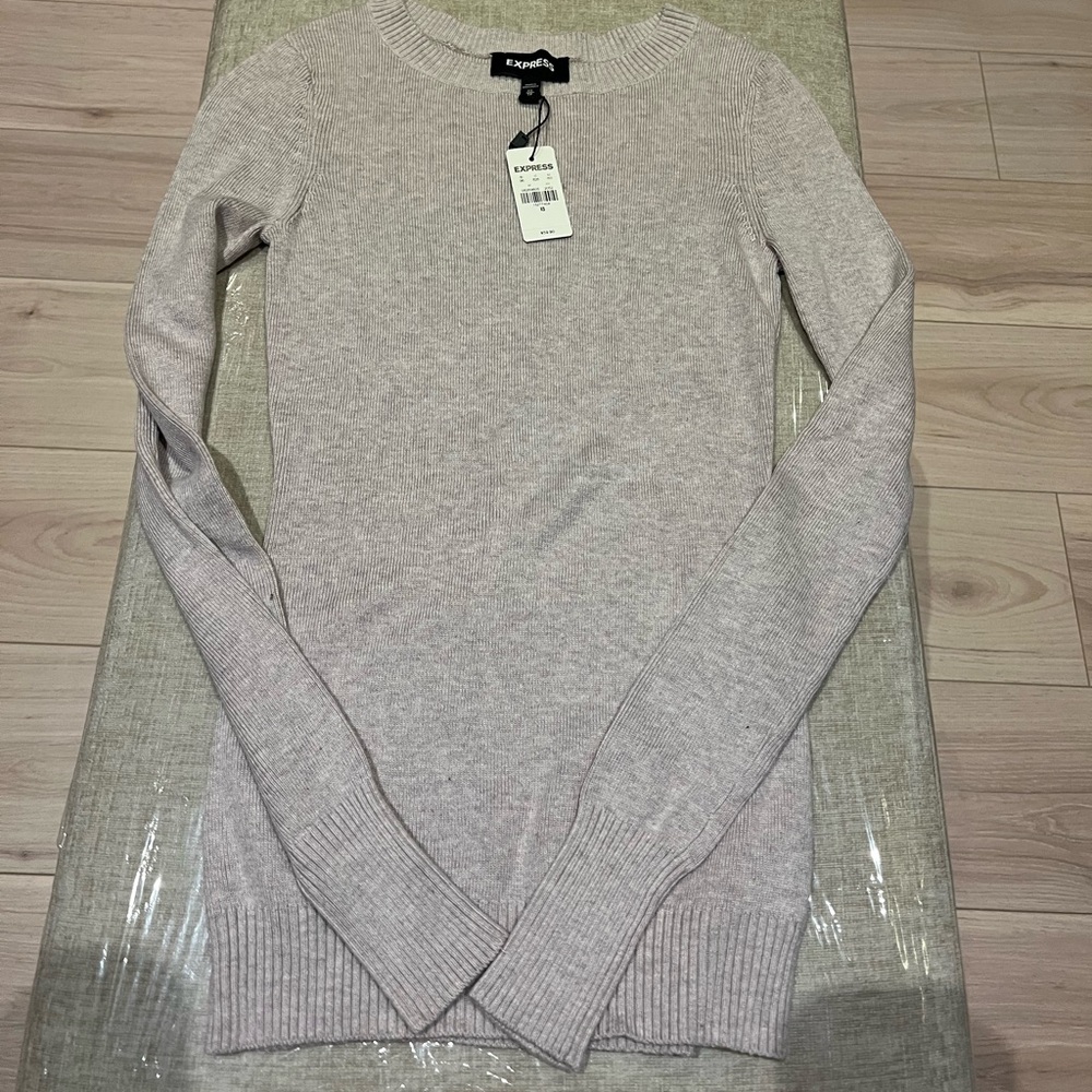 NEW! Express Oatmeal Beige Knit Crew Neck Sweater